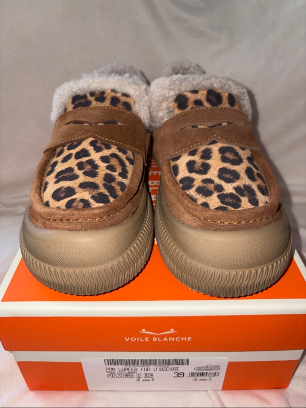 NWT VOILE BLANCHE PAN Genuine Shearling Loafer in Brown - Picture 7 of 16